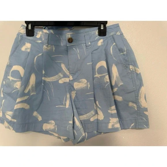A New Day Womens Blue Abstract Print Pleated Belted Shorts Size 6 - Picture 3 of 5